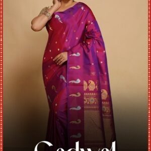 Purple Velvet Saree